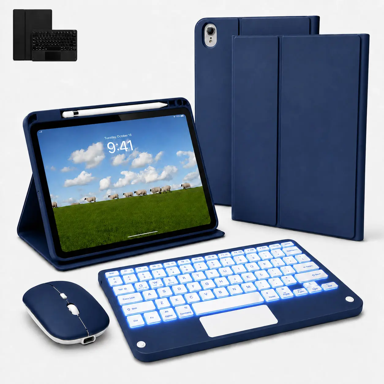 For iPad A16 11th / 10th Generation Case with Backlit Keyboard - 7 Color Change for iPad 10th Gen 2022 & 11th Gen 2025 A16 10.9/11 inch Cover - Built-in Pencil Holder with Mouse