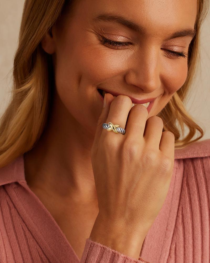 MYTYS Twisted Cable Two-Tone Ring Jewelry - Elegant X Design & Gold Silver Band for Women, Everyday Statement, Nickel-Free Hypoallergenic, Perfect Gift MYTYS Twisted Cable Two-Tone Ring Jewelry - Elegant X Design & Gold Silver Band for Women, Everyday Statement, Nickel-Free Hypoallergenic, Perfect Gift