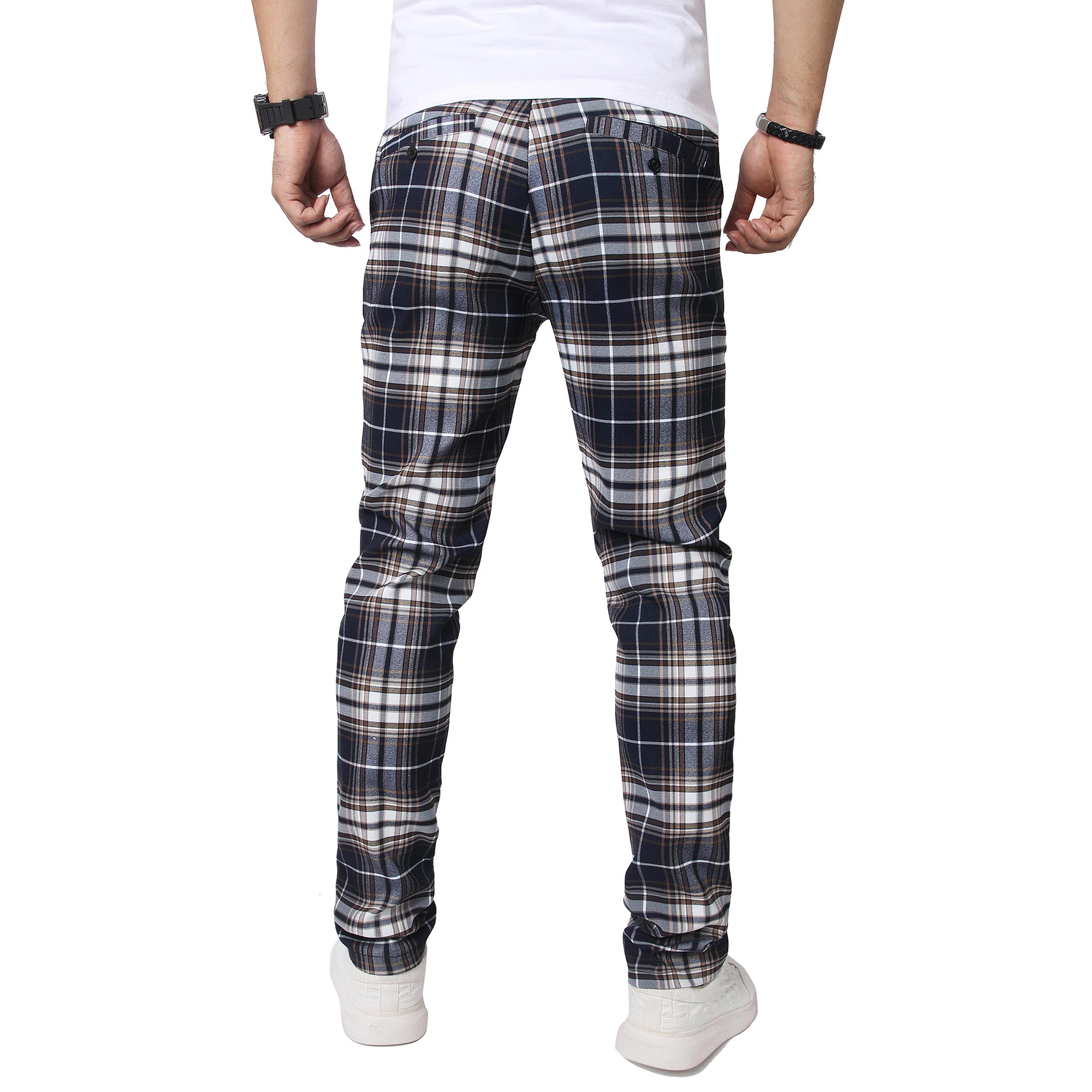 JUNBAOSS Men's Slim Fit Stretch Dress Pants Plaid Skinny Pants for Men, Straight Leg Fashion Comfort Flex Waist Pants, Men's Casual Business Golf Dress Chinos Pants