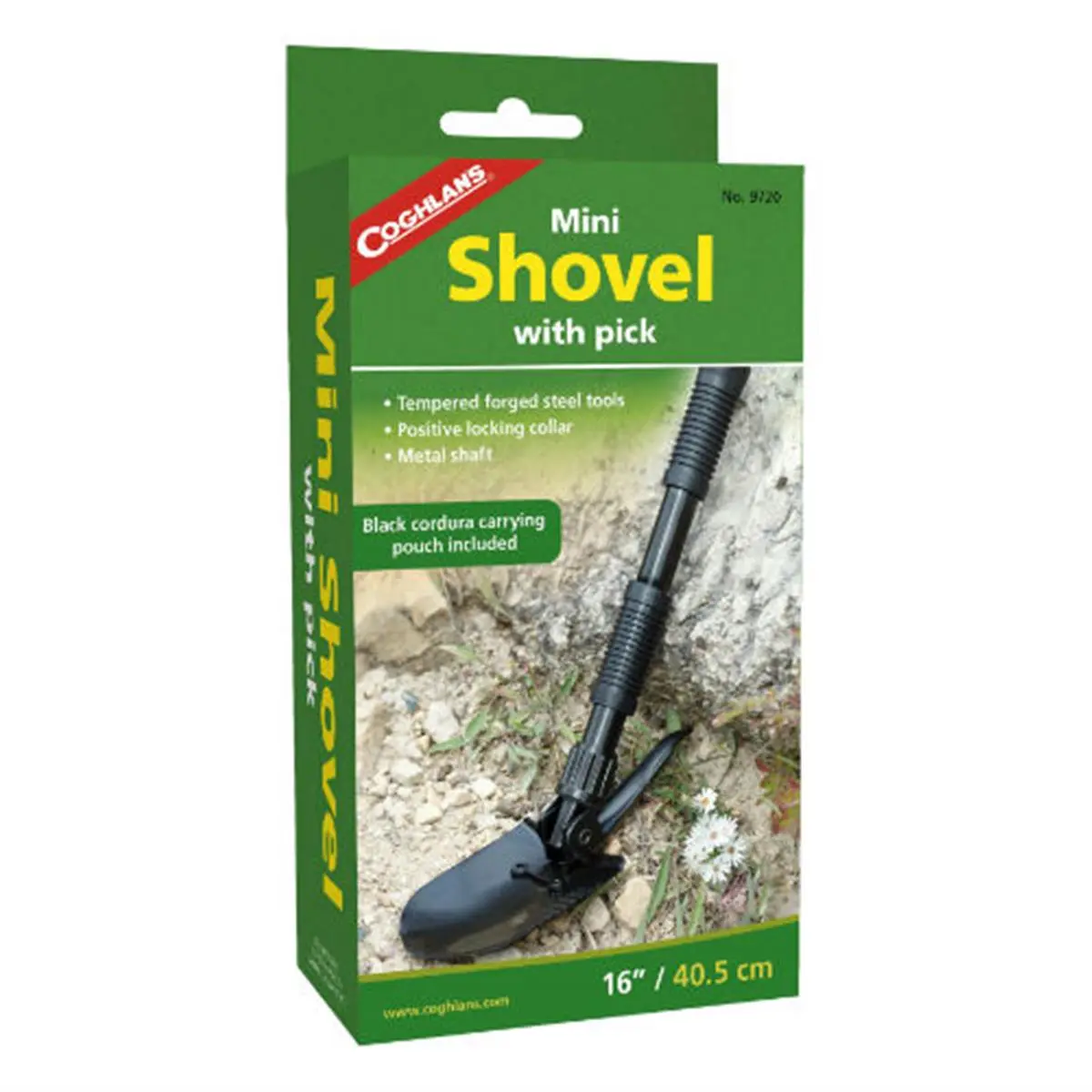 Coghlan's Tempered Steel Mini Shovel with Metal Shaft, Outdoor Garden Tool, Black Cordura Carrying Pouch Included