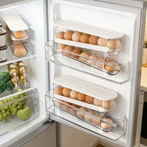 33cm Fridge Egg Organizer Game-Changer Auto-Roll Design Large Capacity Layered Storage Box with Dust-Proof Lid Total Kitchen Storage Hero