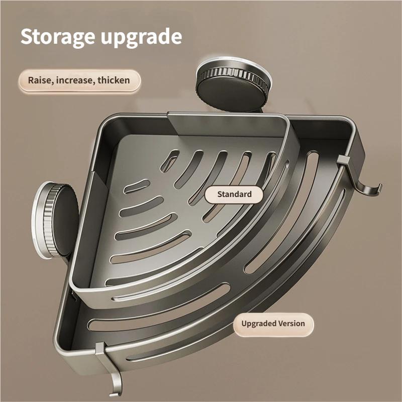 2026 Upgraded Aluminum Triangle Shower Caddy, 1/2/3-Tier Corner Shelves, Drill-Free Suction Cup Wall Mount, 40lbs Load Capacity, Rustproof Bathroom Shower Organizer with Towel Hooks