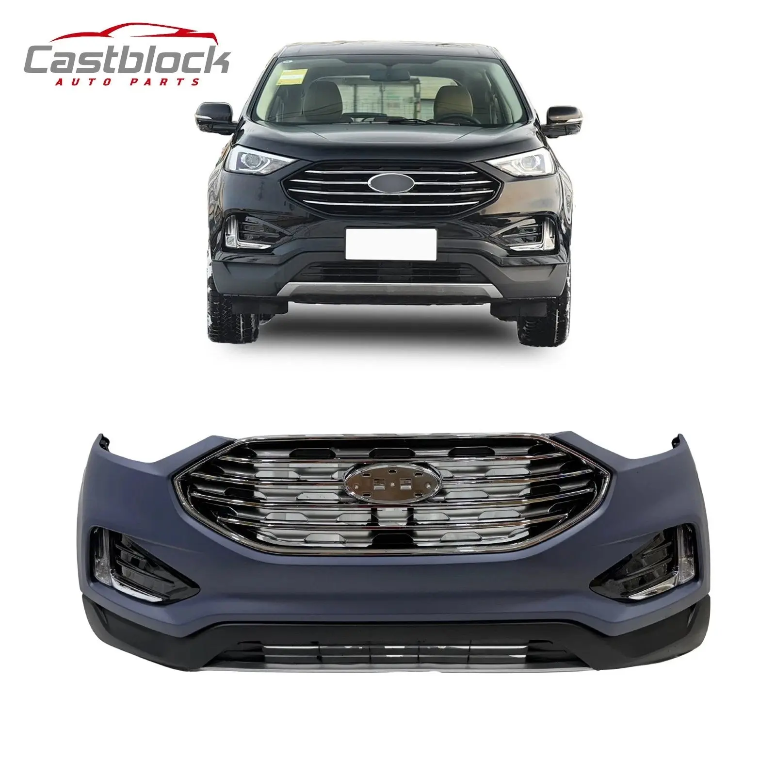 Ford Edge Front Bumper kit Assembly Chrome Grille W/O Senors hole（2019-2026）