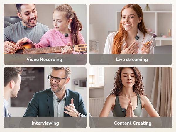 Wireless Lavalier Microphone for iPhone iPad Android with Charging Case,Lapel Mic with Noise Reduction,56H Battery Life, 164ft Range,Mini Microphone for Video Recording,TIKTOK,Vlog,Live Streaming