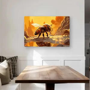 MWW C1MP2436LCEKRV 24x36 in. Artistic Bee World Nature Metal Print Wall Art, Beige Artwork for Elegant Home Decoration, Ideal Gift