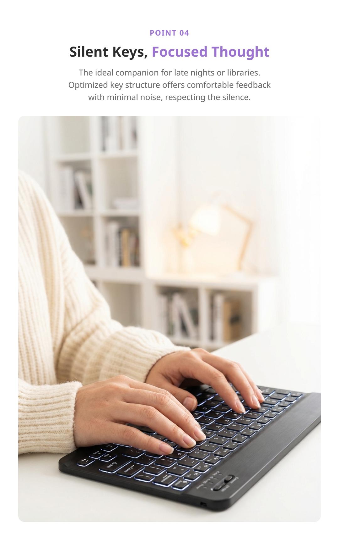 Ultra Light Wireless Bluetooth Keyboard - Slim Mini Universal Multi-Device Compatible Keypad, Rechargeable Quiet Lithium Ion Powered, Smooth Typing, Travel-Friendly for iPad, Windows, Android Devices, Ultra Light Wireless Keyboards