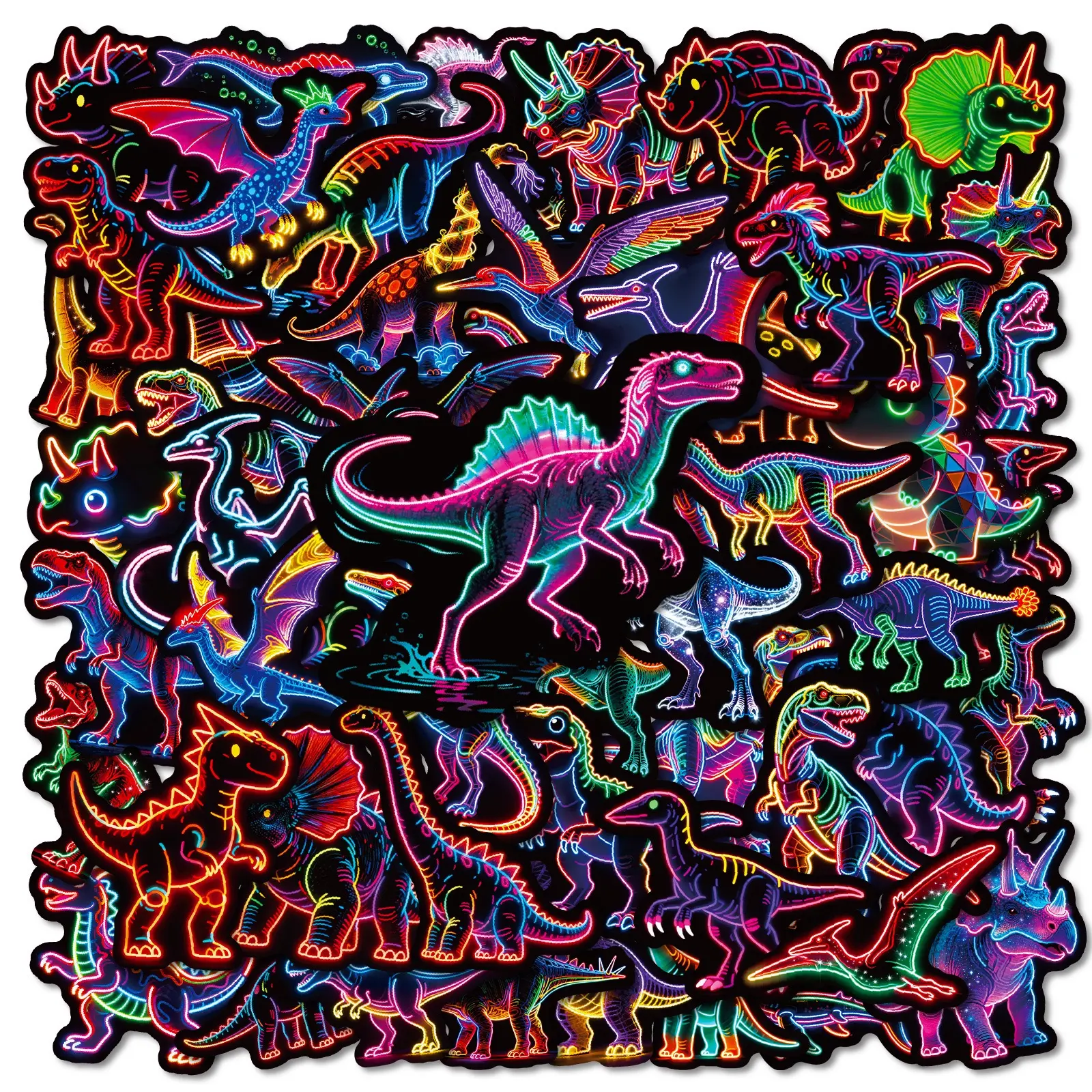 50pcs Hot-Selling Multi-Series Neon Modern Novelty Print DIY Decorative Stickers - Waterproof Accessories for Laptop, Phone, Cup & Device Casings (Toys & Hobbies, Scrapbooking & Stamping, Trendy Pick), Modern Stickers