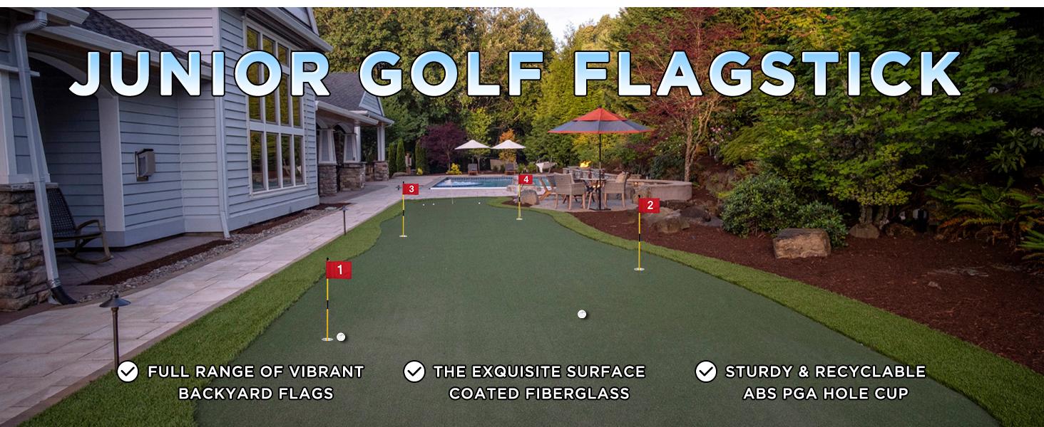 KINGTOP Mini Golf Flagstick for Backyard Practice Putting Green, 3ft Golf Pin Flag Hole Cup Set, Portable 2-Section Design, Gift Idea