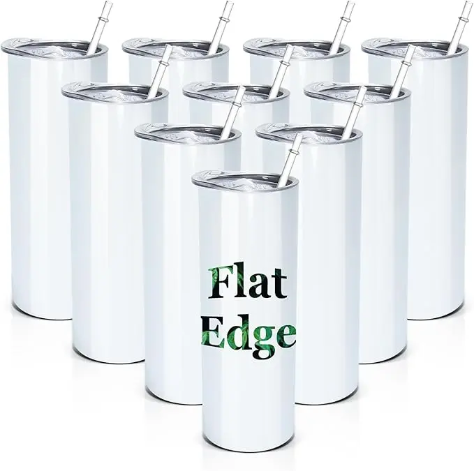 AGH 10pcs 20oz Sublimation Tumblers Bulk With Flat Edge, 20 oz Sublimation  Tumbler Blank, Skinny Straight Stainless Steel Blanks Cups with Individual  Box, Plastic Straw for Coffee, Drinks - TikTok Shop