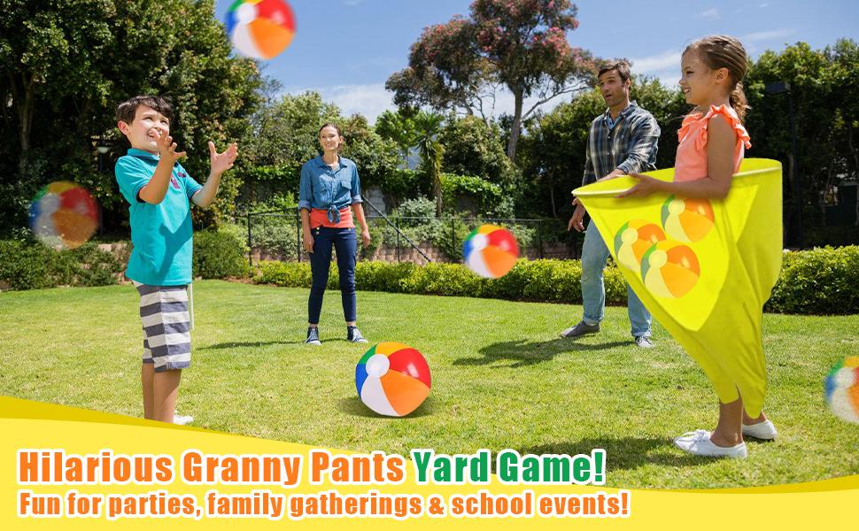 Family Party Games,4PC Oversize Granny Pants,Graduation Season Campus Games,Children's Indoor Games,Parent-child Game Set,Adult Outdoor, Giant Pants, with Bouncy Ball and Pump, Large Outdoor Day Family Fun Party Toss Game Excellent Gift for Children