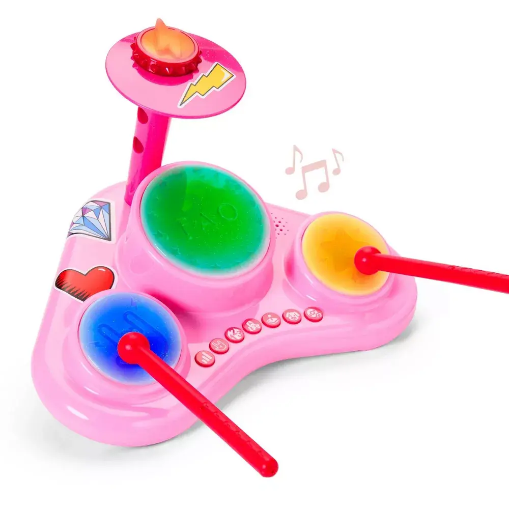 FAO Schwarz Unisex Preschool Electronic Drum Kit Musical Toy - 18 Months & Up, 1 Cymbal Topper, 1 Sticker Sheet, Play-Focused, Encourages Creativity, Requires Batteries, 1.72 lbs, Custom Decoration Educational Toy