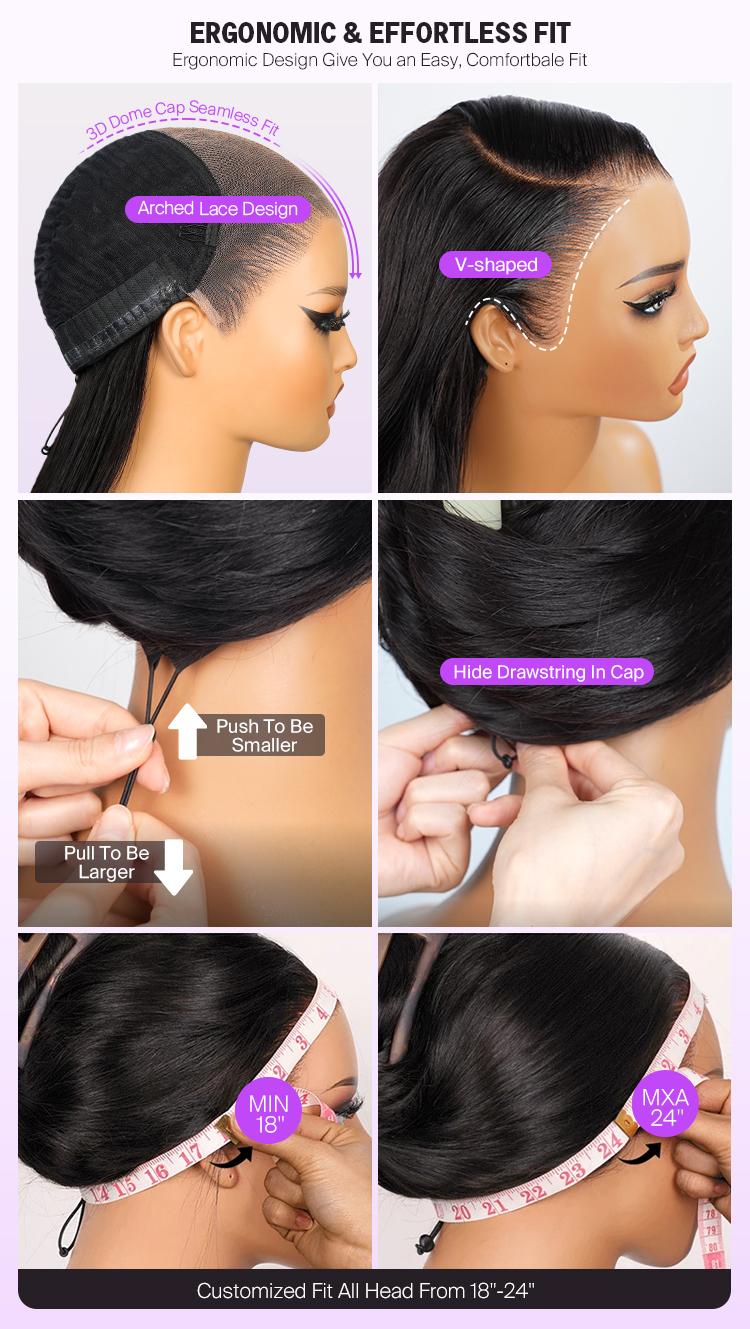 [13x6 GLUELESS WIG] Megalook Glueless Water Wave Transparent Lace Frontal Wigs Skin Melted Pre-everything Put on Go Drawstring Wig Suit For Any Head Size