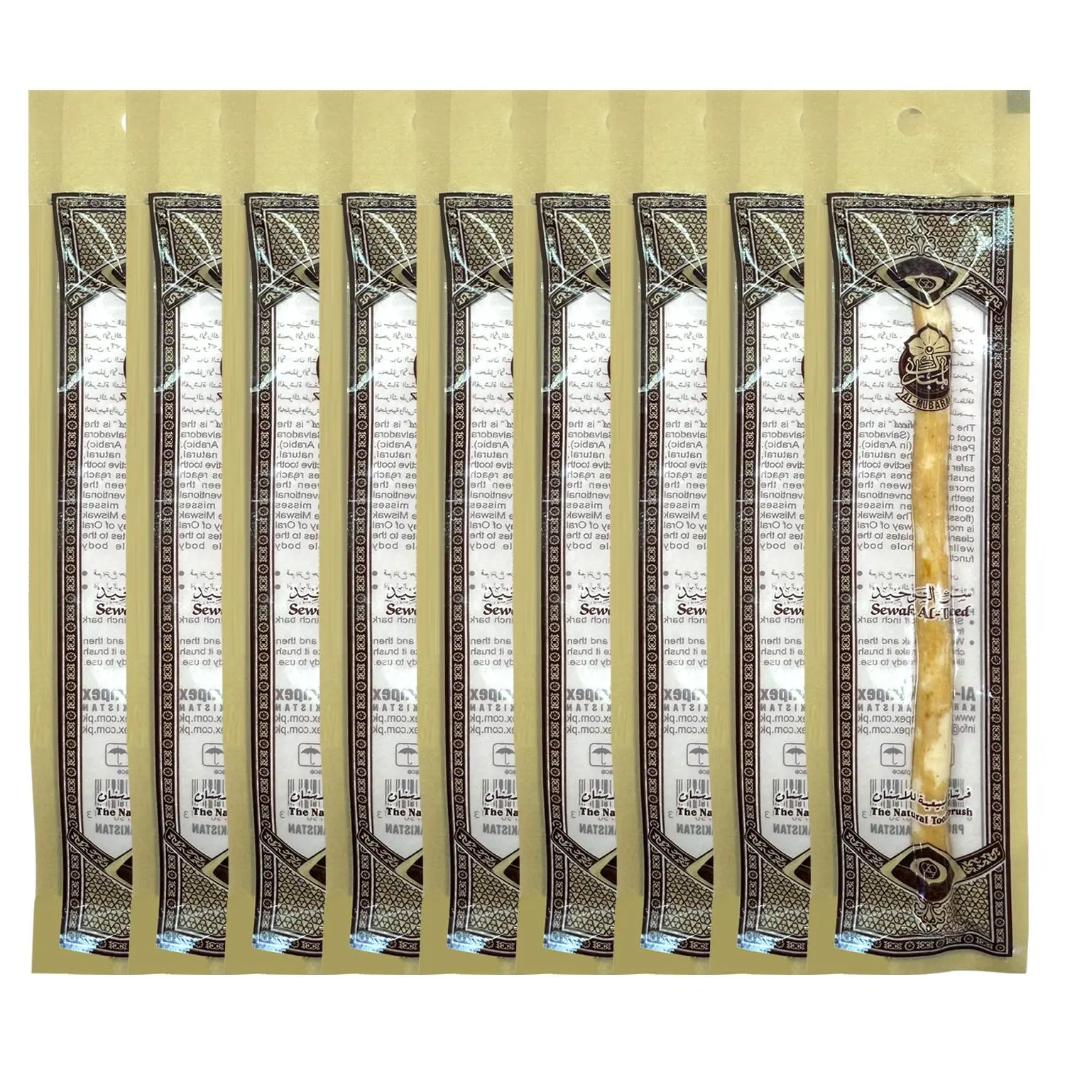 Authentic Pakistani Miswak Stick - Disposable Mini Sewak, Xylitol Sugar-Free Tooth Care, Chemical-Free Teeth Whitening, Gum Strengthening Oral Health, Traditional Islamic Hygiene, Vacuum-Sealed Freshness, Organic Antibacterial Toothbrush