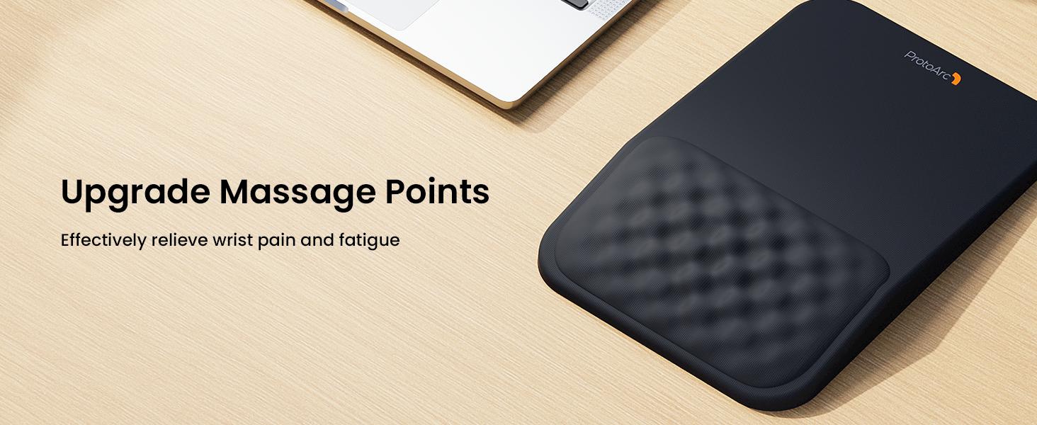 ProtoArc Mouse Pad, MP50 Ergonomic Mouse Mat with Wrist Support Massage Design for Pain Reilef, Non-Slip Rubber Base, Waterproof, Soft Memory Foam, Mousepad for Computer Mouse, Laptop, Office, Desk Gadgets, Husband Gifts