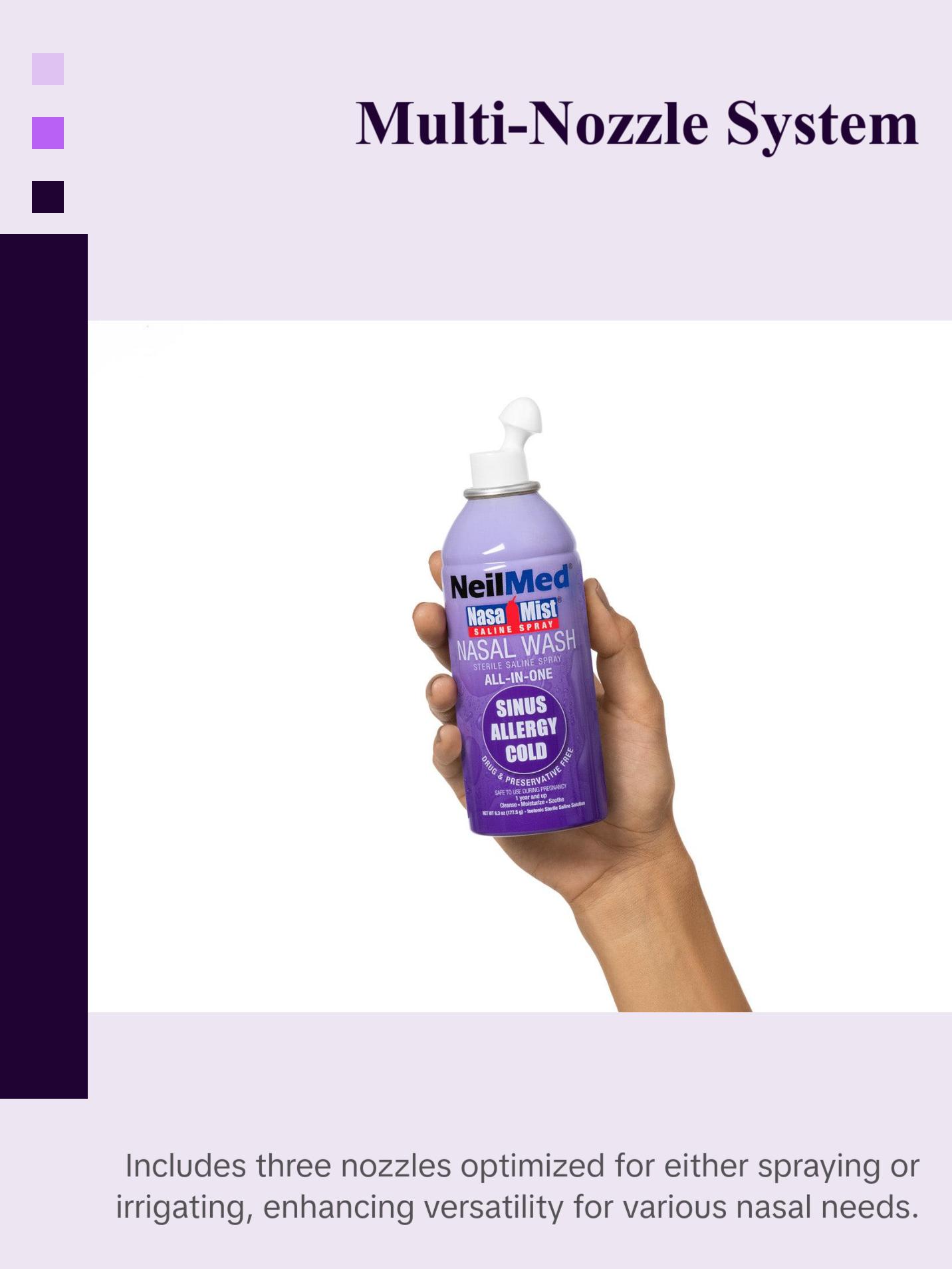 NeilMed NasaMist All-in-One Saline Spray Nasal Wash - Sterile, Isotonic, Preservative-Free, pH Balanced for Sinus Allergies & Dryness