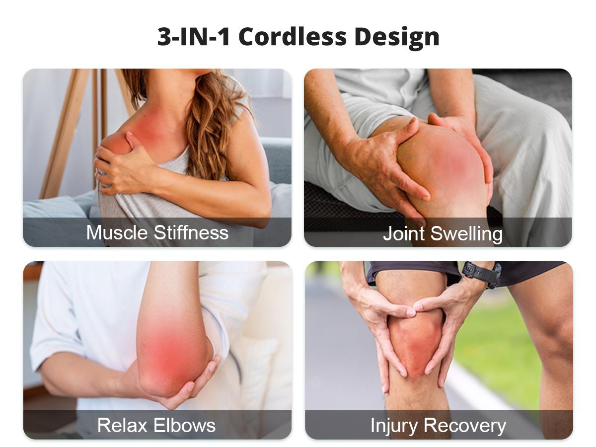 Medcursor Cordless 3-IN-1 Heated Knee Massager with LED Touch Screen 3 Vibration Modes & 3 Heating Levels Ergonomic Design for Comfortable Relaxation Ideal Mother's Day Gift for Parents Adjustable Settings