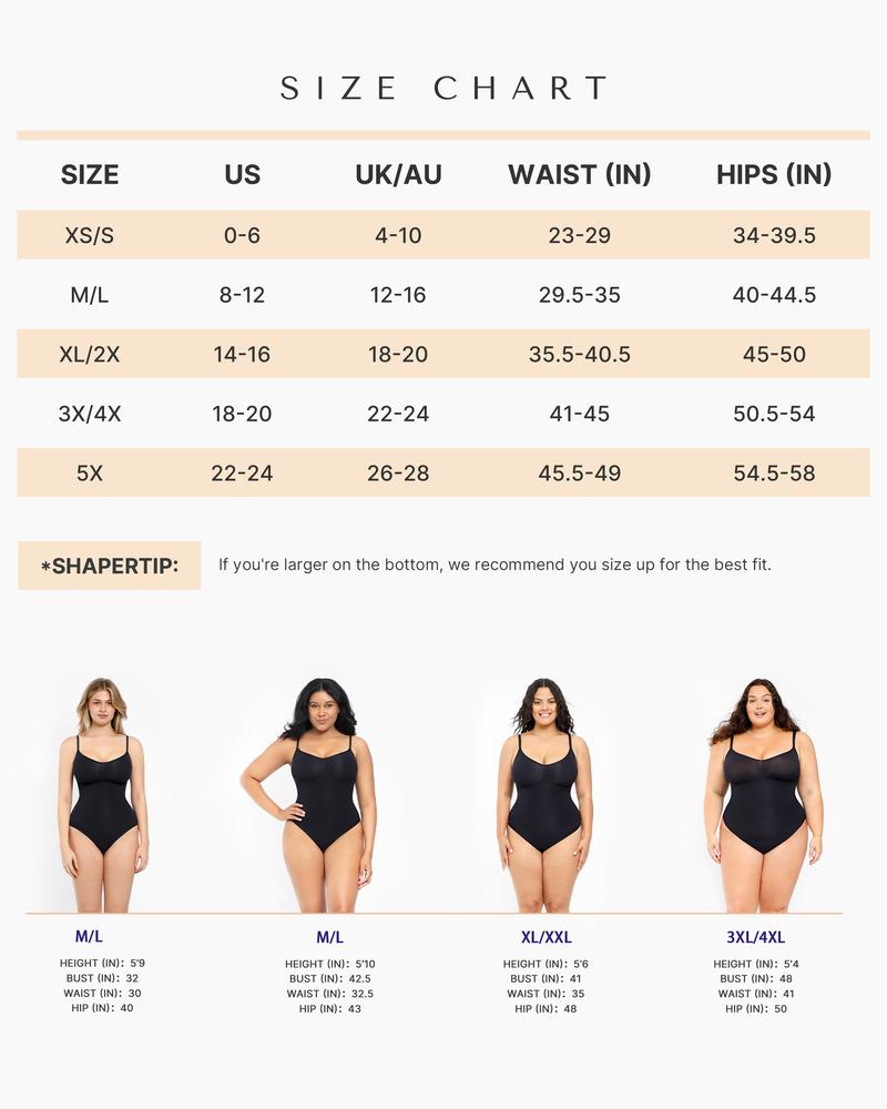 Shapellx Seamless One-Piece Tummy Tucking Bodysuit Comfort Sleeveless Tops Shapewear for Women Soft V Neck Simple Comfy Sculpting Snatched Waistline