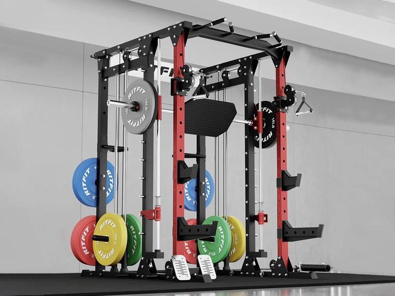 RitFit BUFFALO Multifunctional Smith Machine with Lat Pull Down and Cable Crossover for Versatile Strength Training