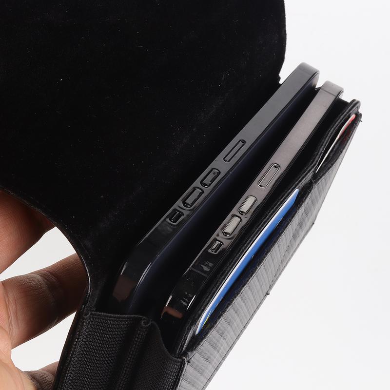 Dual Phone Holster pouch PU Leather Belt Clip Card Slot Magnet Man Waist Bag Carrying Perfect For Outdoor Daily Use