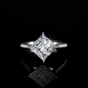 #14 (Princess Cut 3CT）925 Sterling Silver Synthetic Moissanite Ring