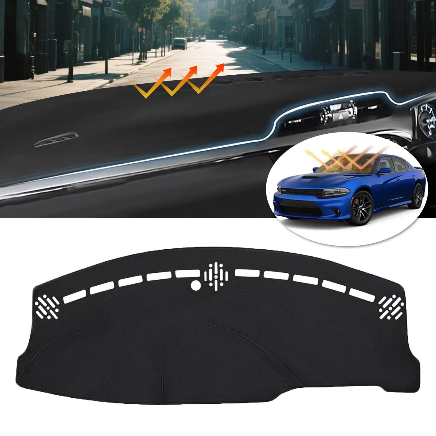 Dash Cover Custom Fit for Dodge Charger 2011-2023 Accessories Dashboard Cover Mat Non-Slip Pad Carpet Anti-Glare UV Rays Protector