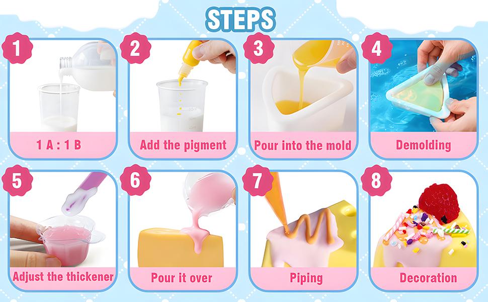 BEIREG Taba Squishy Making Kit - DIY Unicorn & Sweet Theme with 6 Bakery Molds & 18OZ AB Silicone for Kids, Safe Non-Toxic Materials, Stress Relief, Craft Gift for Girls, Party Favors, Easter Toys