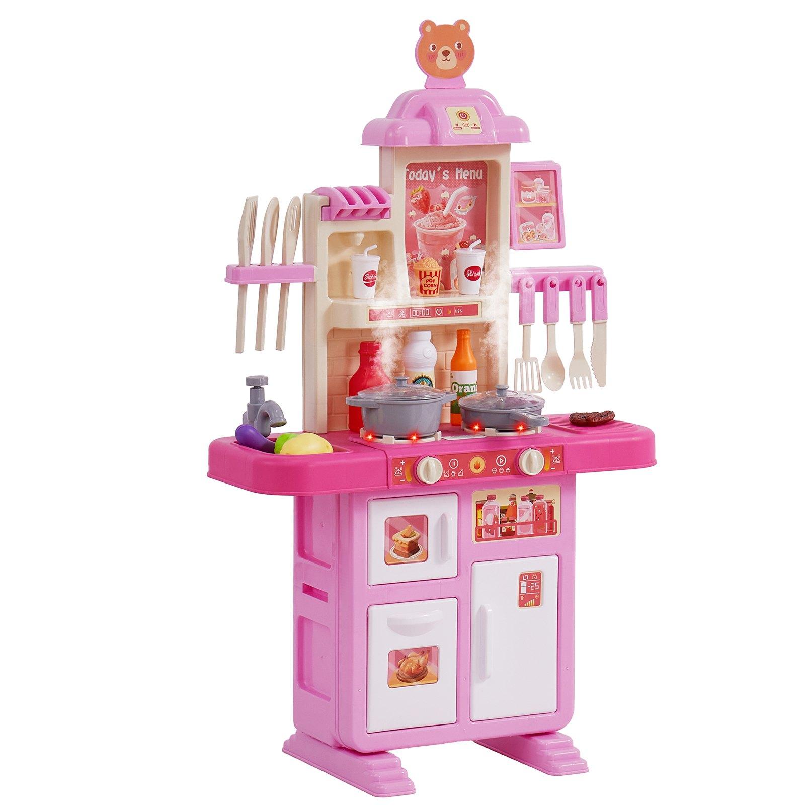 VEVOR Kids Kitchen Playset, Toddler Kitchen with Cooking Stove with Steam, Sounds and Lights