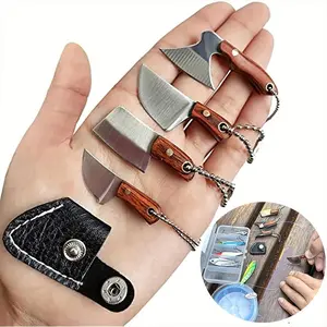 Pocket Knife Set, 4-Piece EDC Folding Knife Kit with Holder, Blade & Cover – Mini Folding Knife Keychain Pendant, High Hardness Portable Multi-Purpose Knife for Camping, Backpacking & Gifts for Men and Women