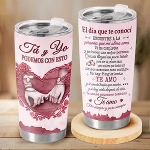 SMS - “Tú & Yo” Vaso Térmico de 20 oz – Hecho en EE. UU., Regalo de Aniversario para Él o Ella, Taza de Amor para Esposo y Esposa, Vaso Especial para Parejas y Momentos Inolvidables