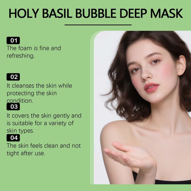 Holy Basil Bubble Deep Mask – Holy Basil & Carbonated Water for Cleansing Pores & Blackheads, Clay to Bubble Wash-Off Pack, Stocking Stufffers