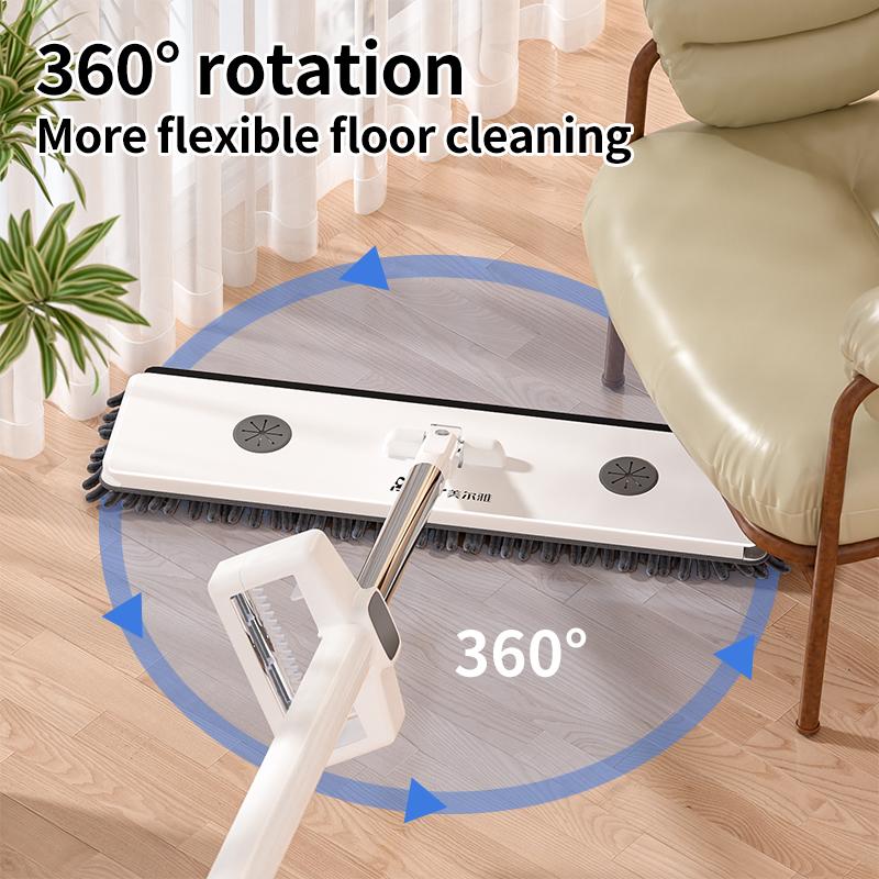 Self-tightening snownylon mop for floor cleaning, with an extra-large size (16.5 inches), microfiber pad, easy-to-clean and wring-out system, quick drying and refreshing, stand-up storage rack for saving space, durable household cleaning tool.