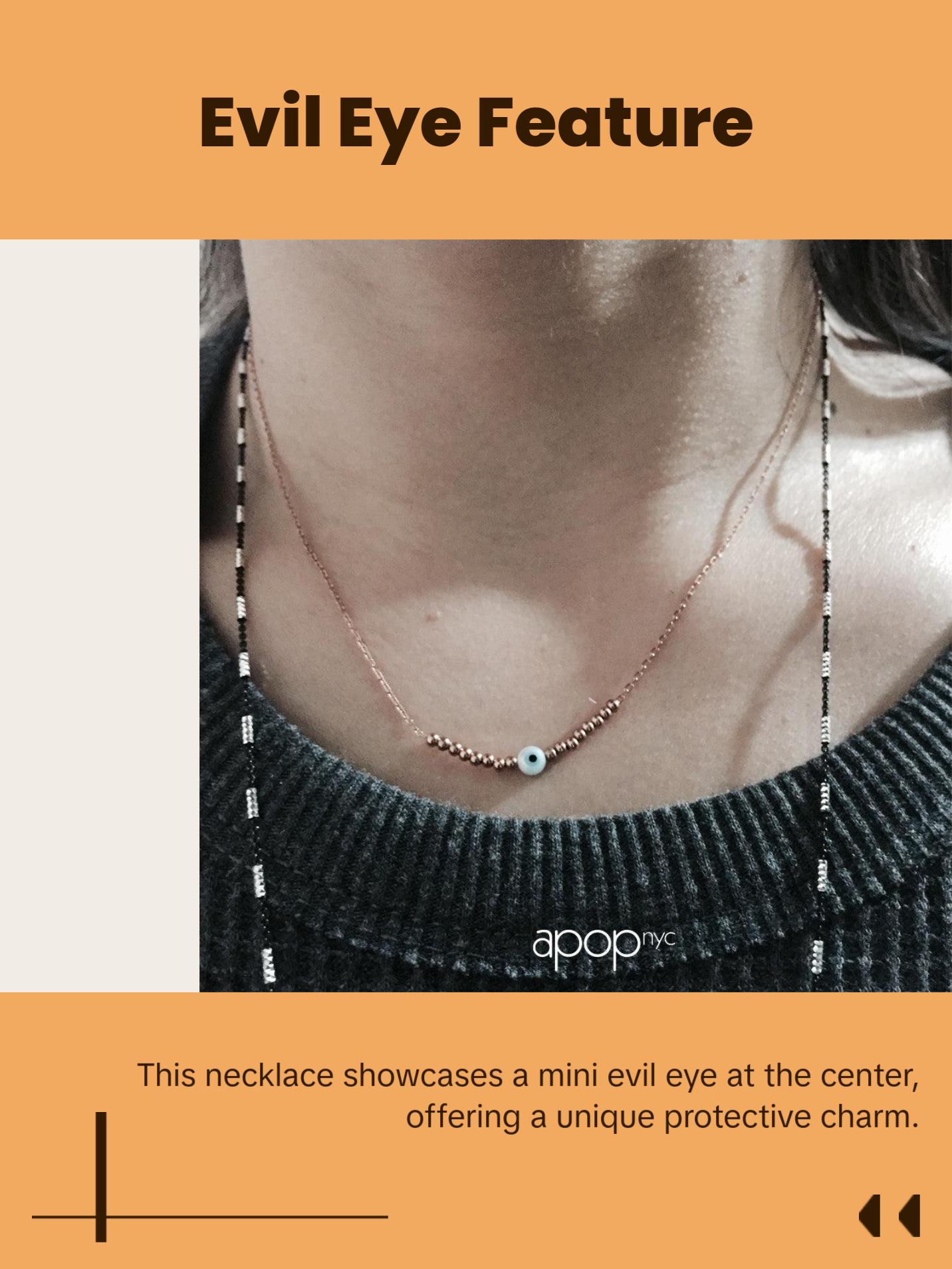 Rosy Beaded Blue Eye Necklace