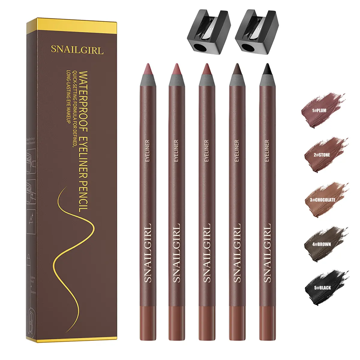 5PC/Set Waterproof Eyeliner Pencil – Transfer-Proof, Smudge-Resistant, Long-Lasting Anti-Drift Eye Liner with Smooth Creamy Formula, Easy-to-Apply Multi-Color Pencils for Daily Wear, Beginners, Transfer Proof Makeup, Anti-Drift Eyeliner. #backtoschool