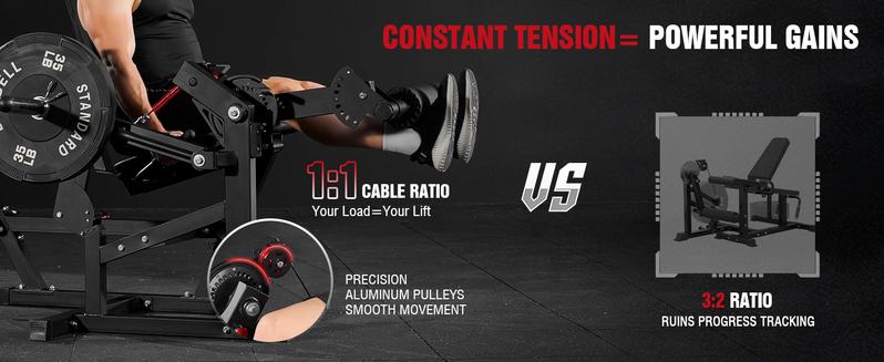 MIKOLO  Leg Extension & Curl Machine, Adjustable Seated Leg Extension and Lying Leg Curl Equipment with Cable System for Home Gym Workouts