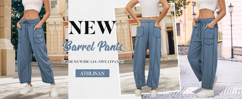 Mundoven Womens Barrel Sweatpants High Waisted Wide Leg Sweatpants Drawstring Lounge Baggy Pants Barrel Sweats