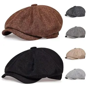 Vintage Newsboy Cap British Style Octagonal Hat Retro Peaky Blinders Flat Cap Breathable Baker Boy Cabbie Hat Men Fashion Accessories Trending Old Money Aesthetic