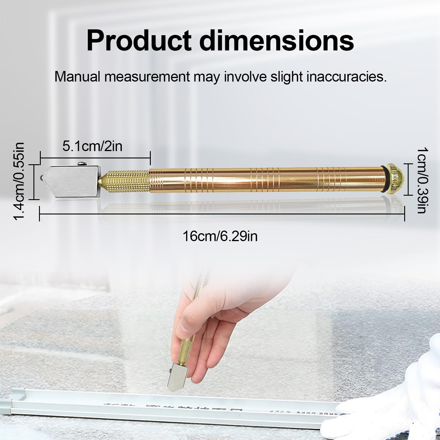Glass Cutter with Diamond Head & Steel Blade for 3-15mm Glass, Pencil Style Tip Glass Cutter for Mirror/Tiles/Mosaic, Anti-Slip Handle Tool for Precision Cutting Work
