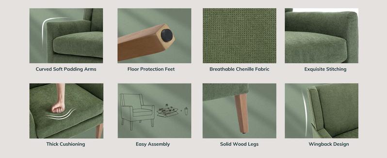 COLAMY Modern Wing-back Fabric Accent Chair