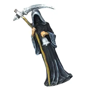 A Halloween death statue, home garden decoration resin craft tabletop sculpture, collector's gift gothic death ornament outdoor decoration