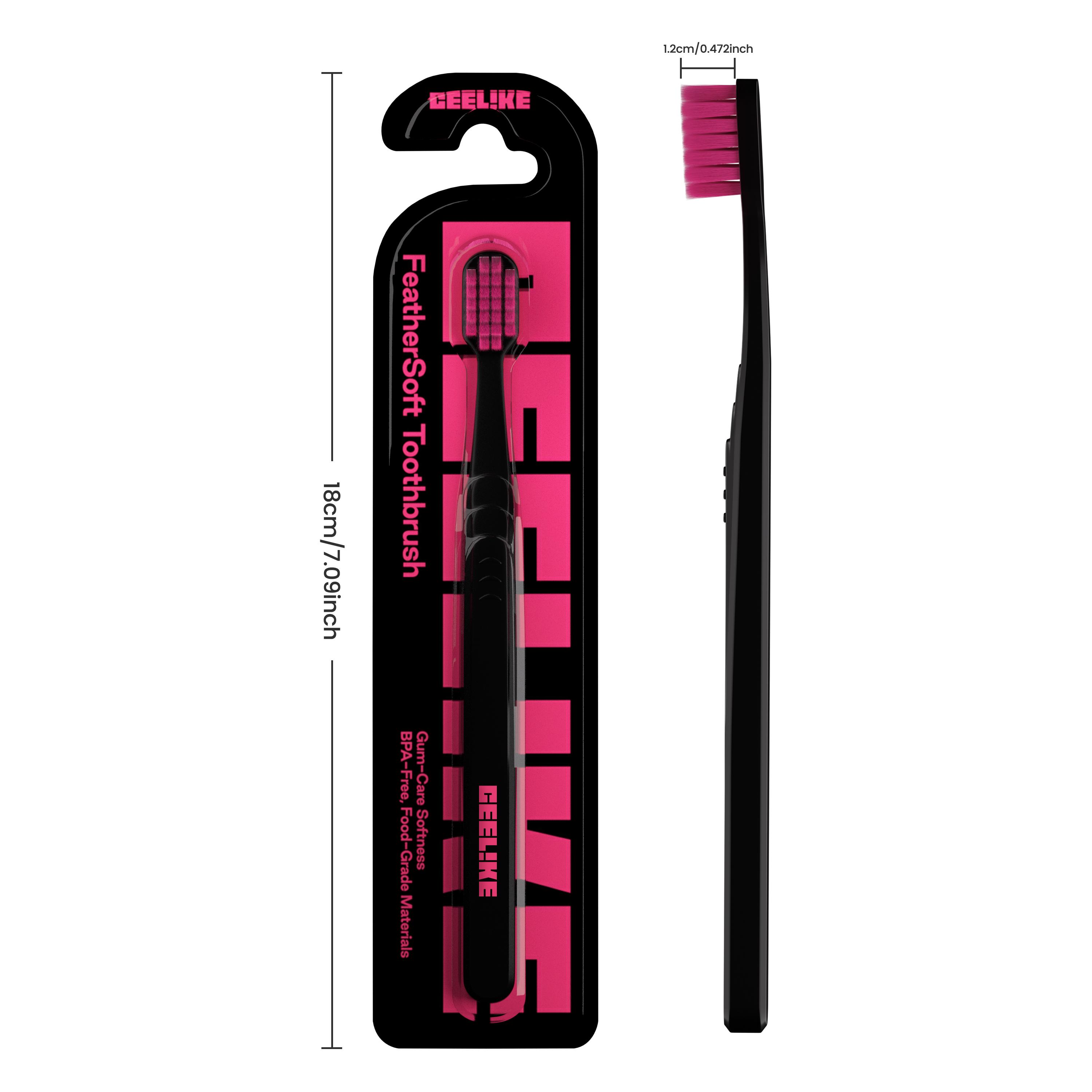 CEELIKE Feather-Soft Toothbrush | Stylish Black - Pink Design, Smooth Bristles, Easily Teeth Cleaning
