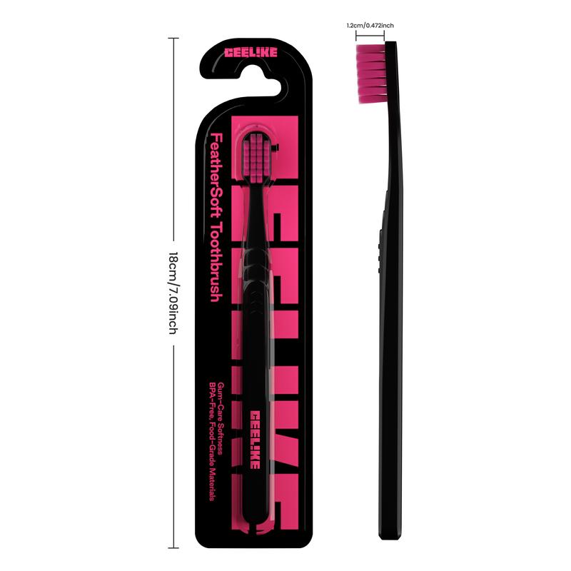 CEELIKE Feather-Soft Toothbrush | Stylish Black - Pink Design, Smooth Bristles, Easily Teeth Cleaning