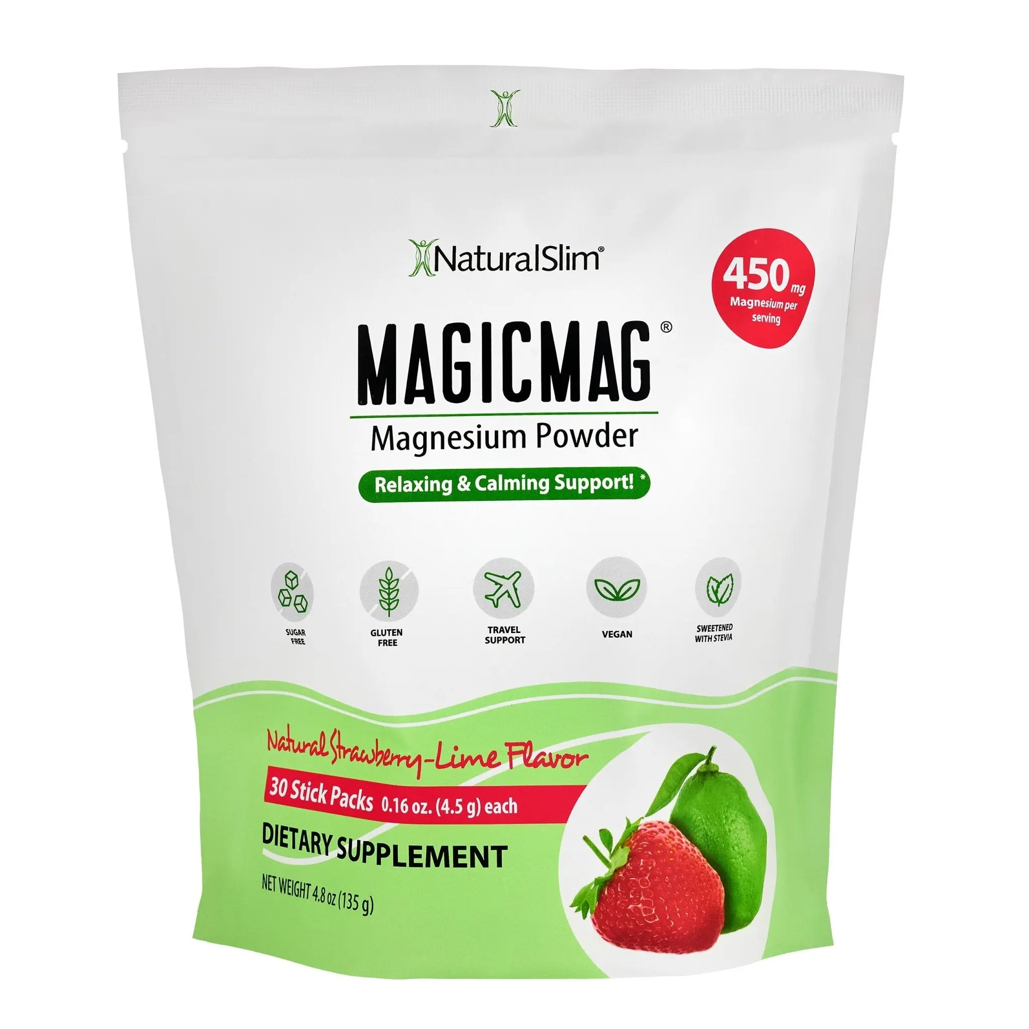 MagicMag Stick Packs | Travel | Strawberry-Lemon | Magnesium Citrate Supplement