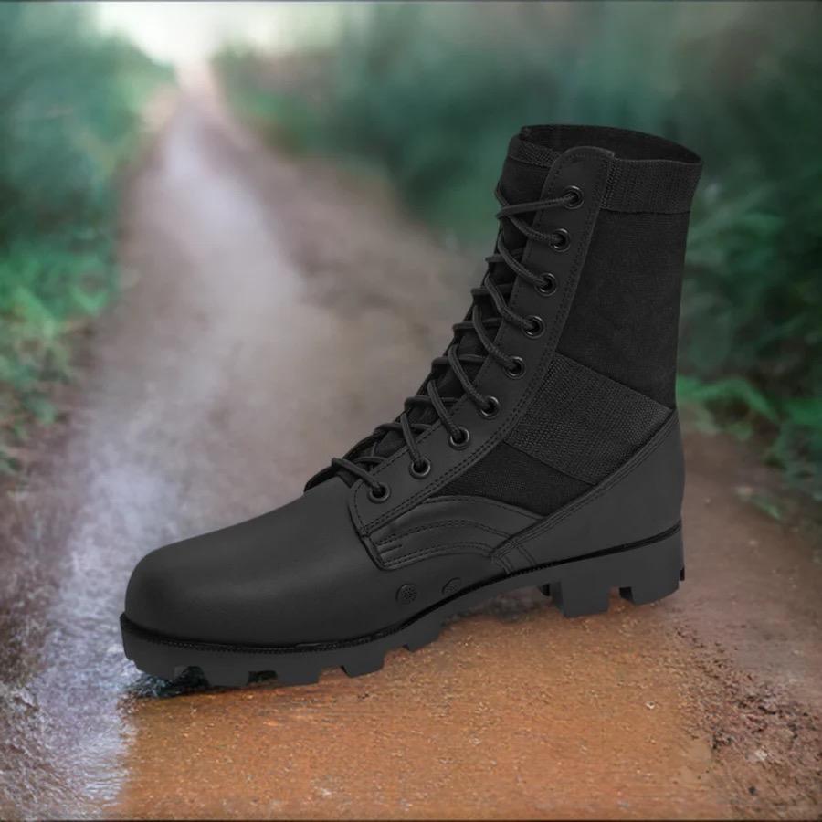 Rothco G.I. Type Steel Toe Jungle Boots - Canvas/Leather Upper, Steel Toe, Panama Sole, Black Boy Footwear for Men - Shoe, Walking Shoes Closed Comfort Classic Design Lace Boot Rubber