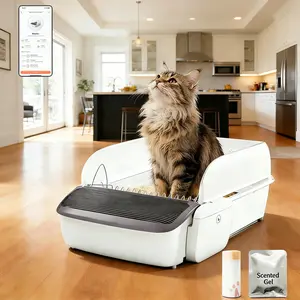 Magicscoop Automatic Cat Litter Box Self-Cleaning for Multiple Cats, Extra Large with App Control/Splash Guard/Safety Anti-Pinching Design/Odor Control Open-top Litter Box with Waste Bagh Bags & Scented Gel