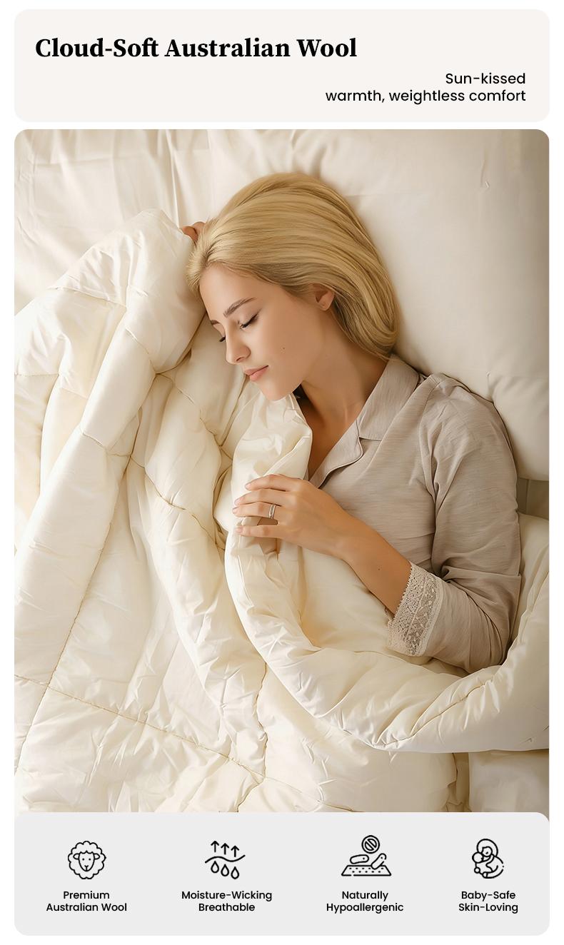 APSMILE Climaloft Hybrid Wool Comforter 100% Organic Cotton, Hypoallergenic Comforter Insert with Tabs, Temperature Regulating All-Season Bedding