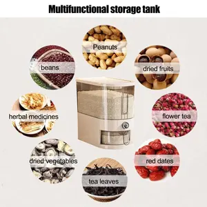 11.02 lb rice dispenser, rice bucket, large dry food storage container with measuring cups — moisture-resistant plastic; food dispenser for kitchen organization and pantries; suitable for storing dry grains, pet food, cat food, and dog food