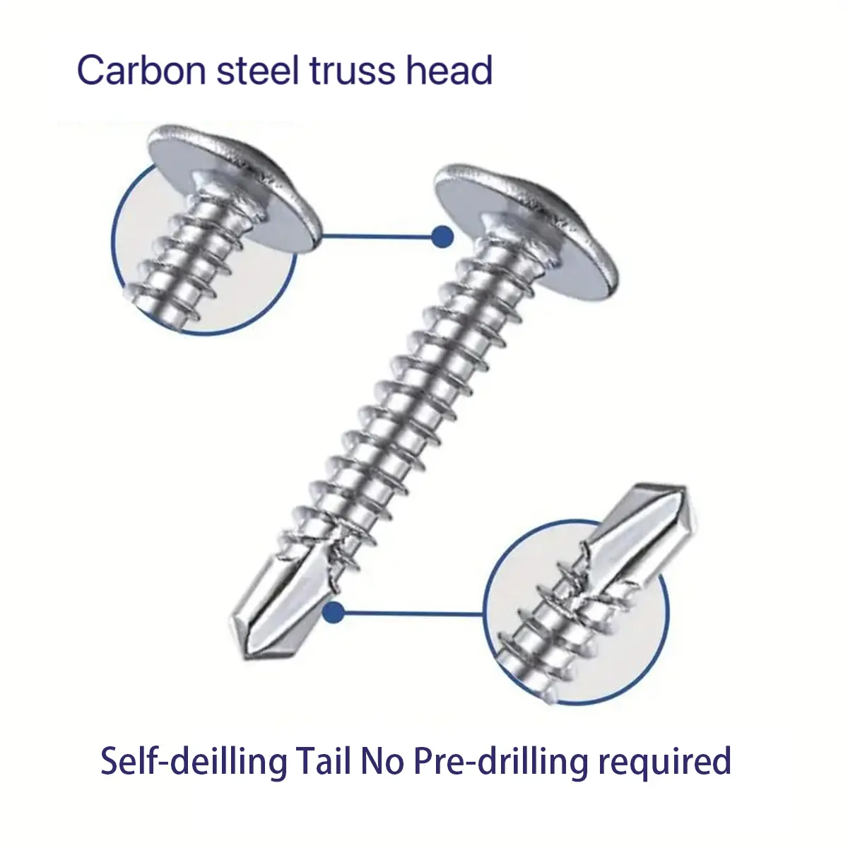 [fathersdaygift] 200PCS Carbon Steel Self-Drilling Tek Screws, Heavy Duty Truss Head Sheet Metal Screws Kit, No Drill Fast Installation for Metal Work & DIY Projects