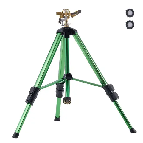 VEVOR Tripod Sprinkler, Heavy Duty Adjustable Watering System with Brass Body, 3/4" Garden Hose Connectors, 17-37 in Quick-Lock Leg Adjustments, 360° Coverage, 20-80 psi, 5539 Sq Ft Cover for Large Lawns Outdoor Irrigation Tool#SohoChic