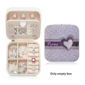 【Customizable】Aesthetic Custom Initial & Name Jewelry Box Jewelry box with mirror | Minimalist Floral Travel Case |  TikTok Viral Aesthetic Gift for Her | Compact PU Leather Organizer   for Rings, Earrings, Necklaces