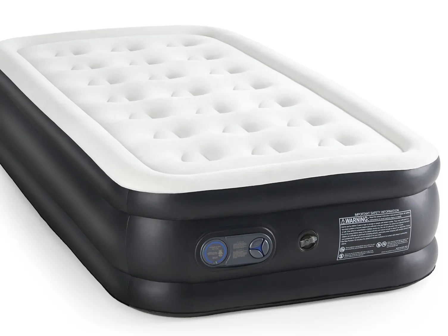 FurnishFlex Portable Airbed - 18" Unisex Quick Inflate Inflatable Mattress with Built-In High Capacity Pump, Double Adjustable Height, Non-Slip Bottom (Camping & Hiking Sleeping Gear), Built-In Pump
